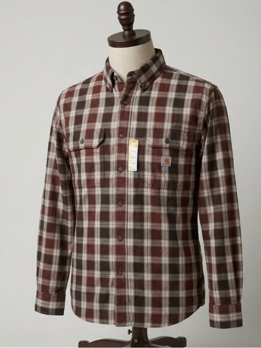 NWT Carhartt Plaid Chambray LS Button Up Shirt Top TW4447-M Regular Loose Fit L